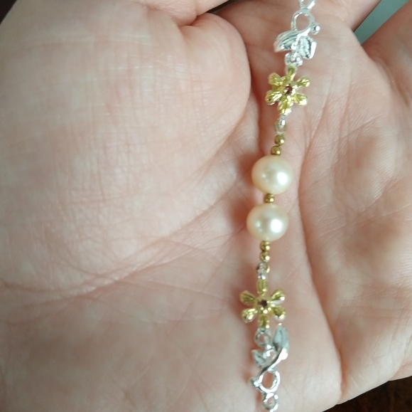 Sterling natural pearl bracelet artistic - Picture 3 of 8